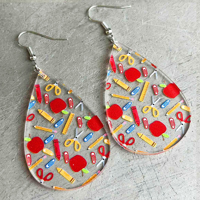 Wholesale Transparent Acrylic Water Drop Shape Pencil Color Earrings