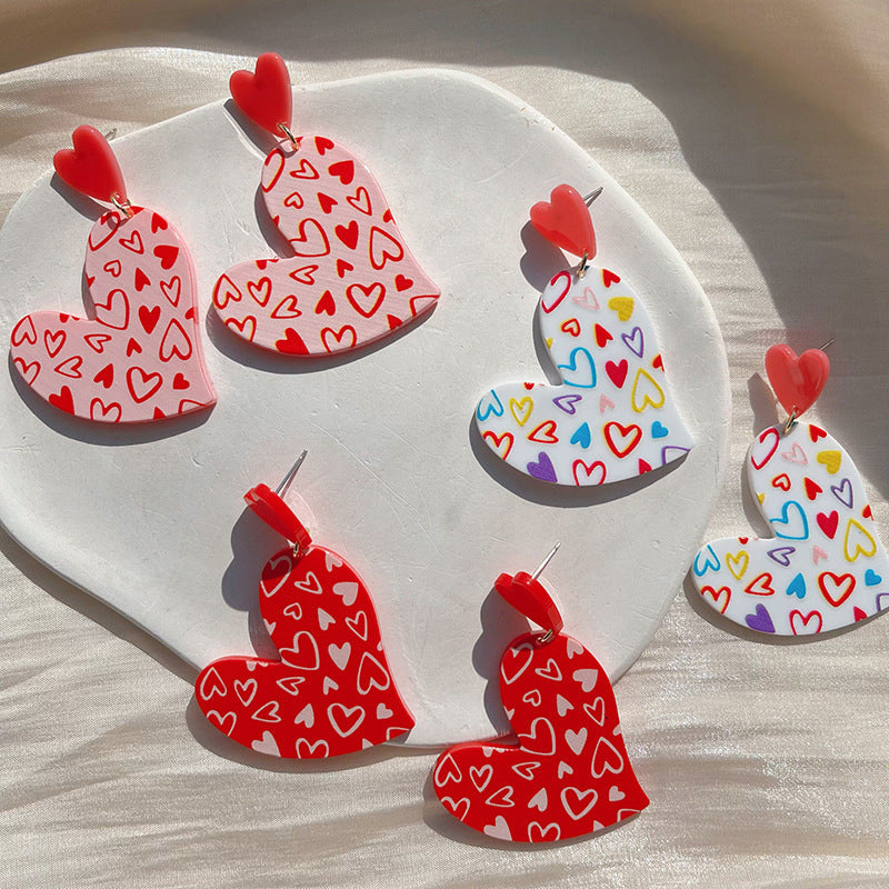 Wholesale New Valentine's Day women's irregular heart-shaped red pink earrings