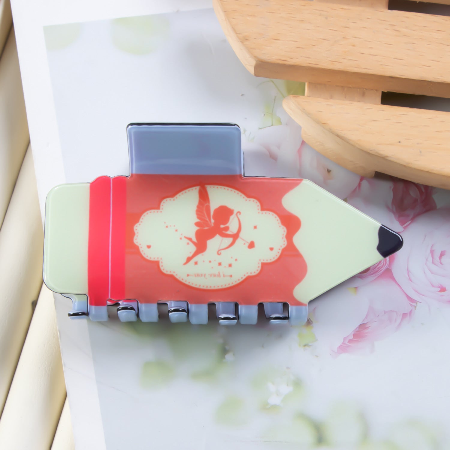 Wholesale Plaid Love Valentine's Day Pvc 8cm Hair Clip