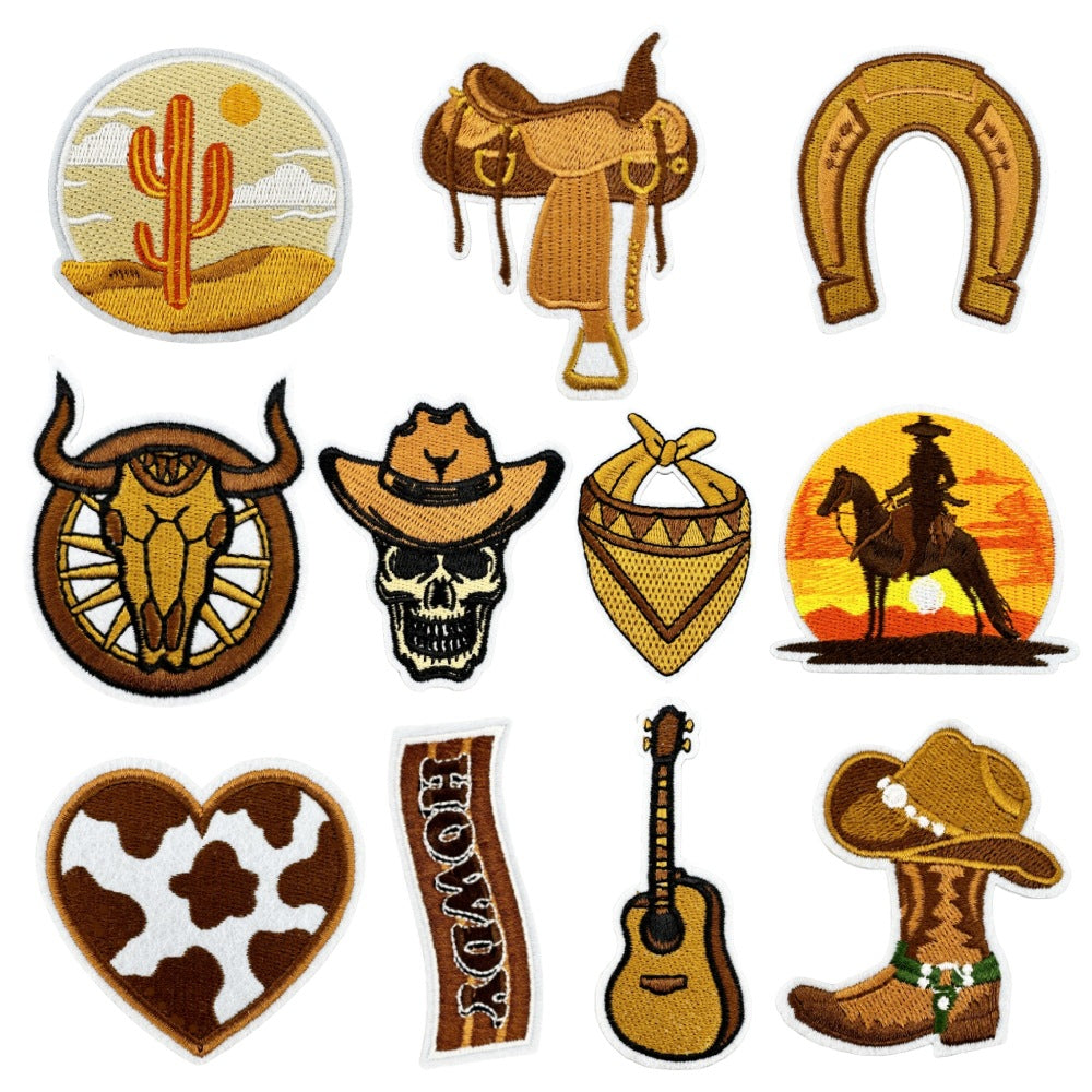 Wholesale Trendy Embroidered Denim Patches Western Graffiti Cartoon Designs Clothing DIY Iron On Accessories