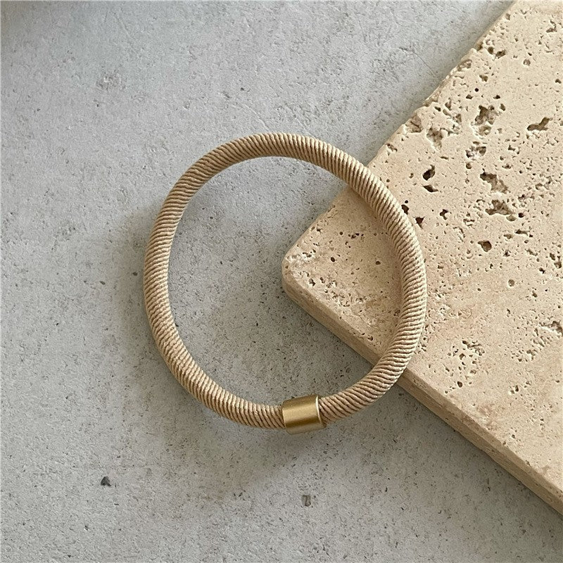 Wholesale High Elastic Brown Threaded Gold Bead Hairband