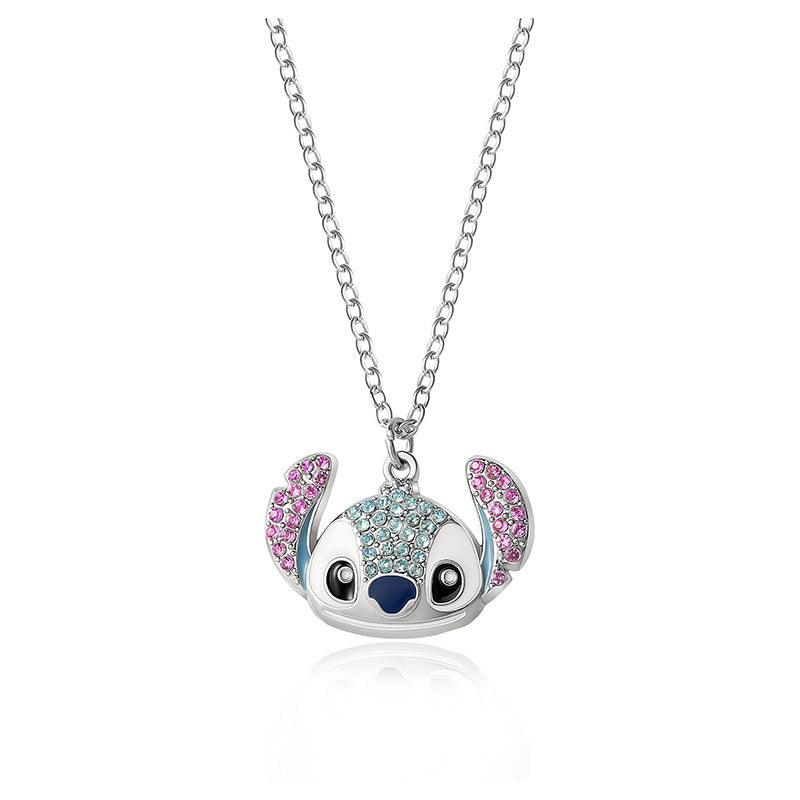 Wholesale Product Cartoon Blue Bear Micro-Set Diamond Oil Drop  Necklace OLY Exclusive
