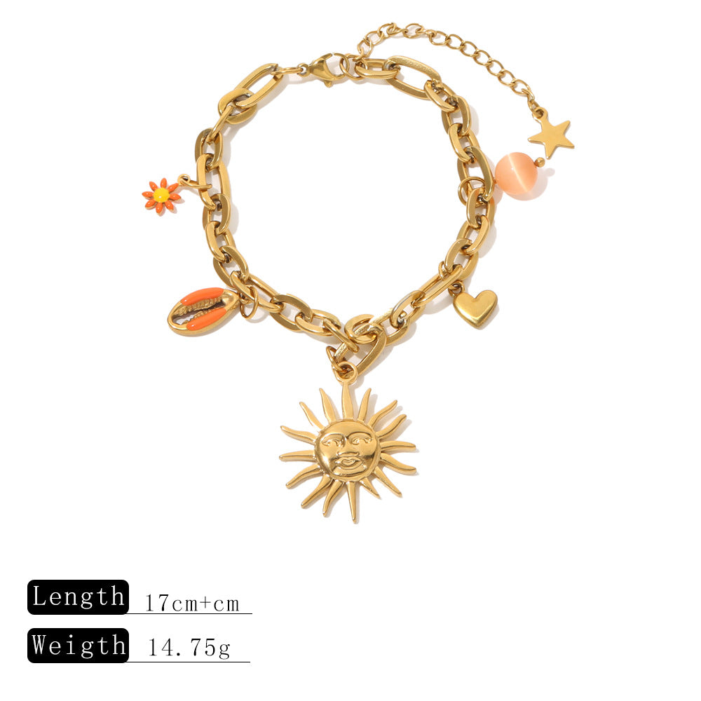 Wholesale Pearl Starfish Moon Cross Pendant Jewelry Bracelet