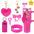 Wholesale Valentine's Day Love Hair Ball Pendant Silicone Cup Cover Bow Straw Plug Couple Heart-shaped Keychain