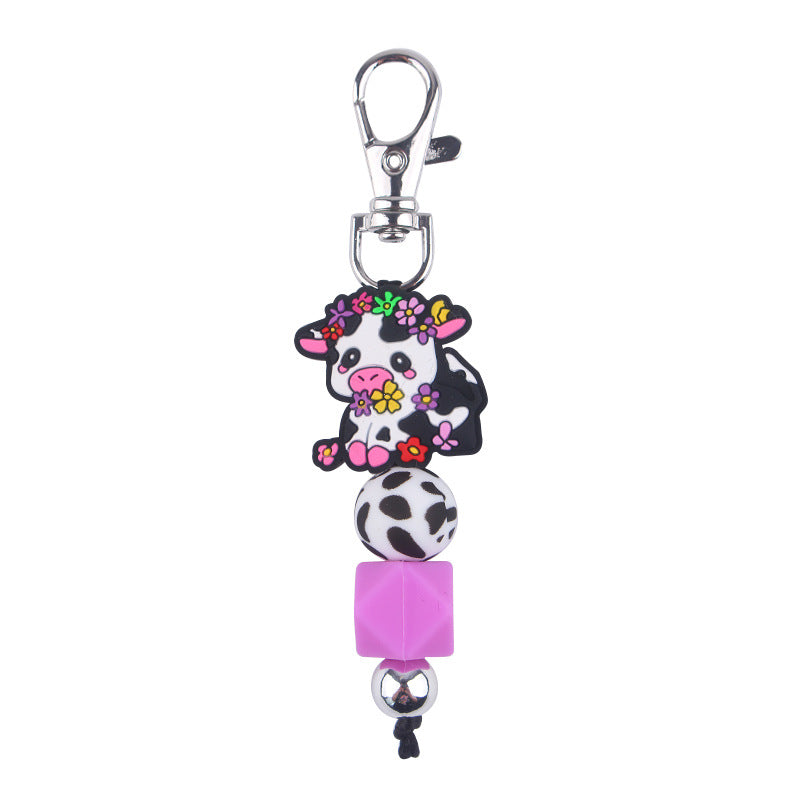 Wholesale Creative Cartoon Beef Beef Beaded Silicone Keychain
