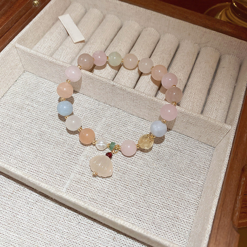 Wholesale Tide Elegant Pearl Crystal Jade Double Circle Bracelet Niche Personality Bracelet Fashion High Sense Bracelet