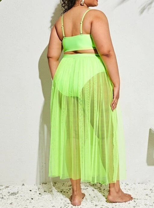 Wholesale plus size split skirt three piece set Swimwear