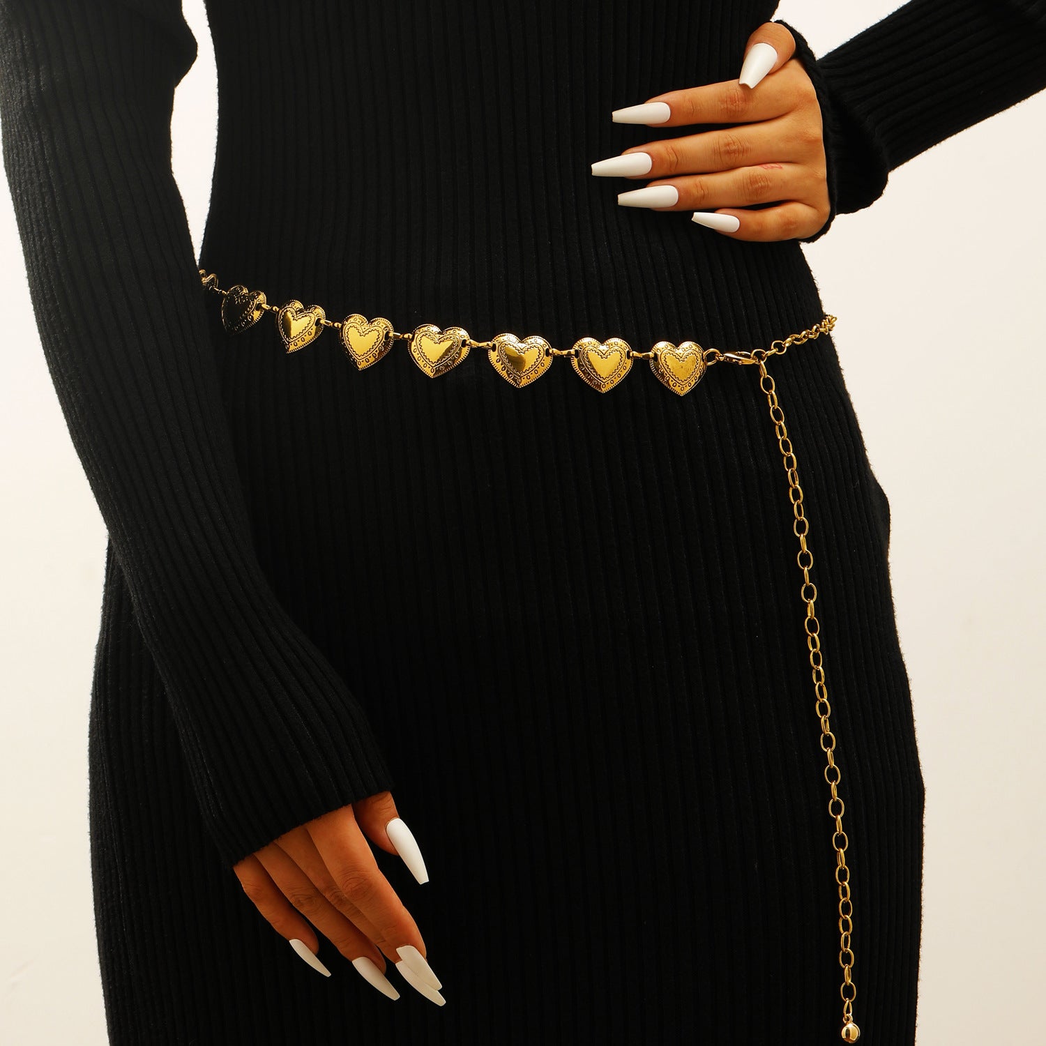 Wholesale Bohemian Heart Tassel Waist Chain Gold Metal Belt For Women S Dress Stylish Casual Accessory