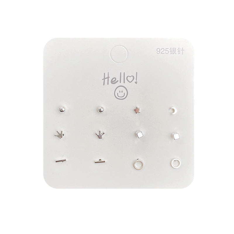 Wholesale silver needle 925 ear piercing earrings set female free mini