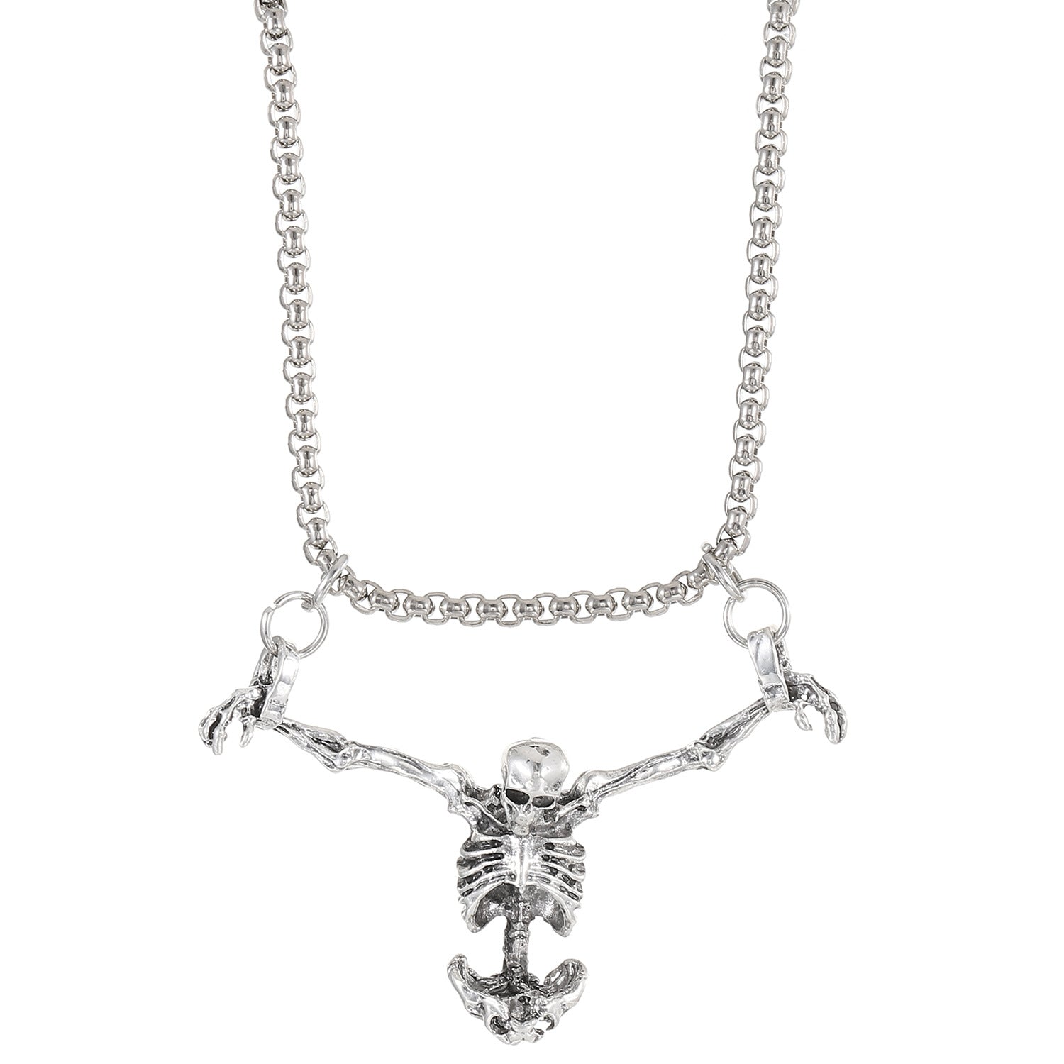 Wholesale Gothic Diablo Skull Pendant Necklace Punk Hip Hop Alloy Dressed Skeleton Collarbone Chain Halloween Necklace Chain