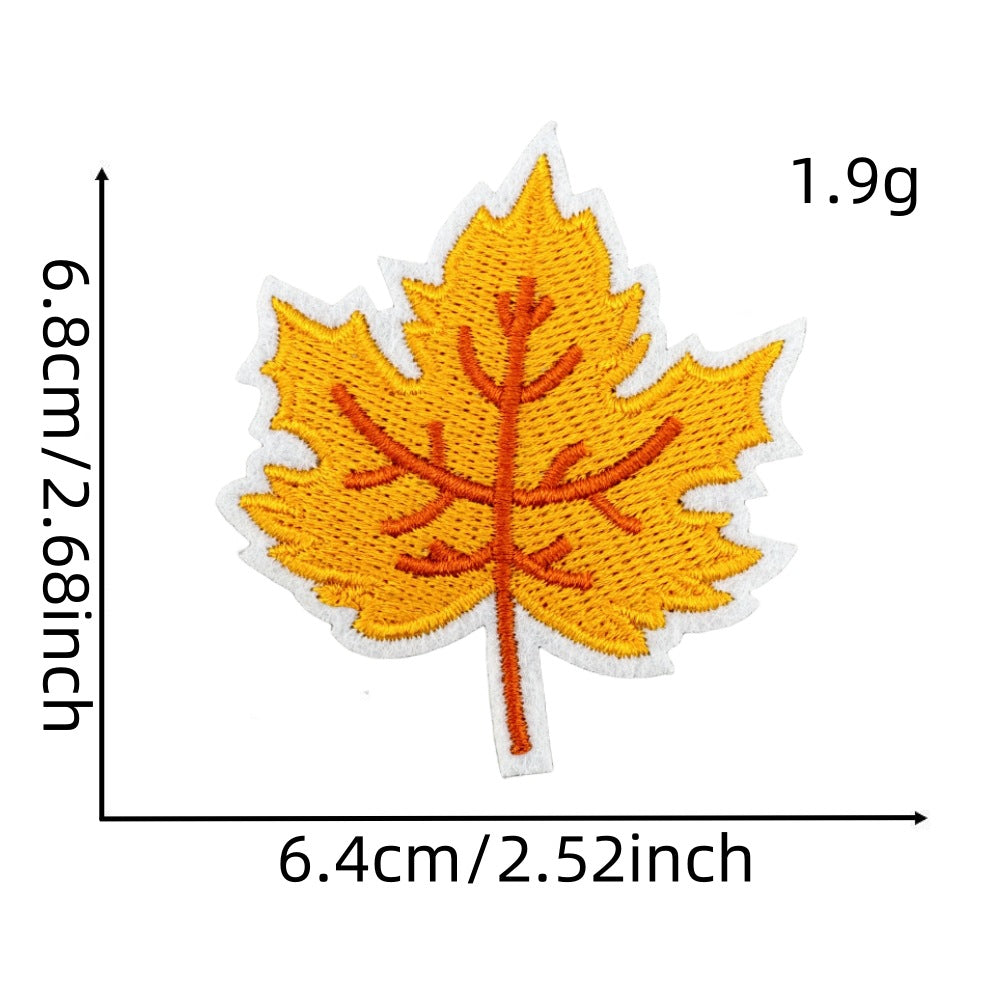 Wholesale Cartoon Autumn Harvest Embroidered Patches Pumpkin Maple Leaf Honey Pot Party Applique Decorative Craft Supply For Clothing Resale
