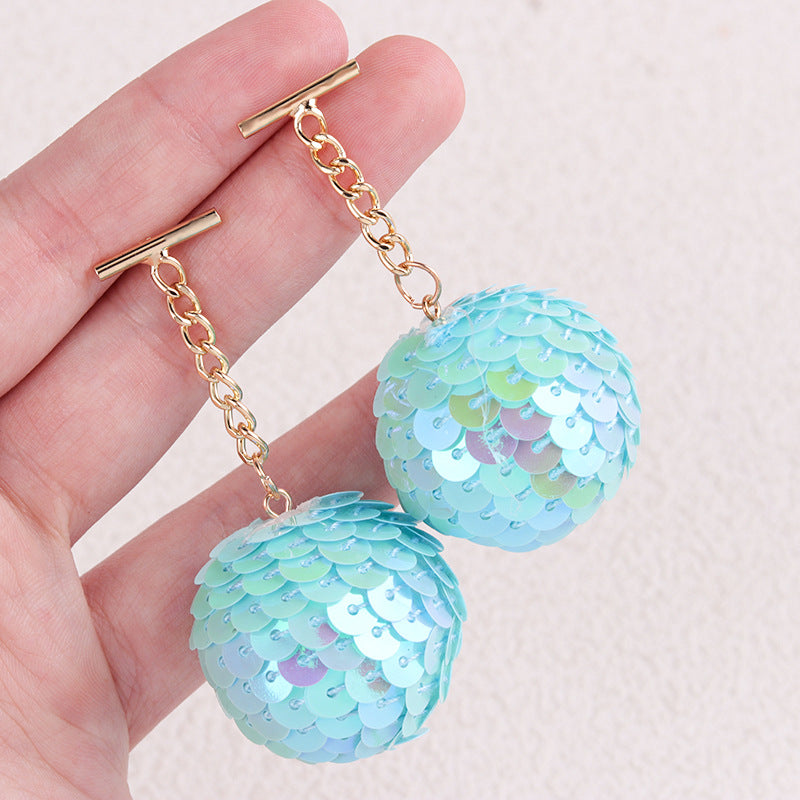 Wholesale Colorful Sequined Round Balls Personality Simple Retro Design Niche Earrings