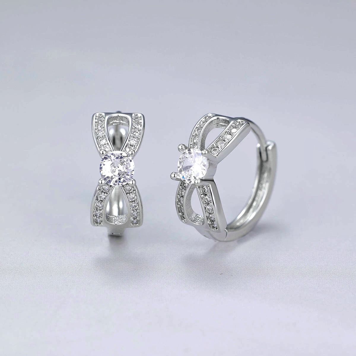 Wholesale Zircon Bow Earrings,  Niche Design