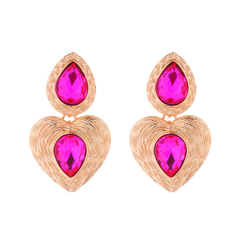 Wholesale Retro Metal Irregular Multi-layered Love Antique Style Golden Earrings