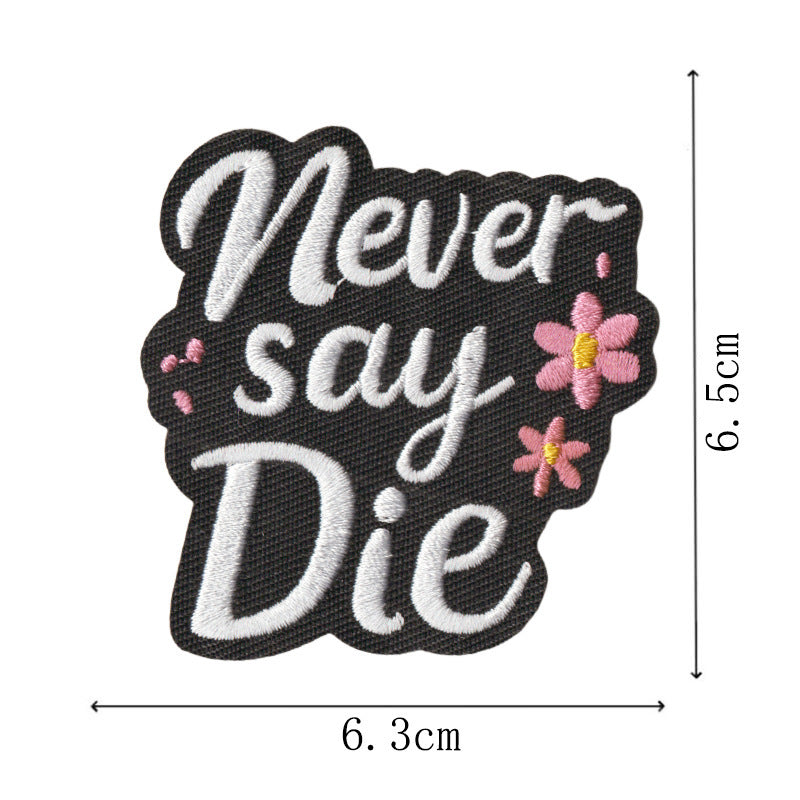 Wholesale Embroidered Iron On Patches Set 9Pcs Black White Cartoon English Slogan Appliques For Clothing Bags Towels Chic DIY Decorative Accent