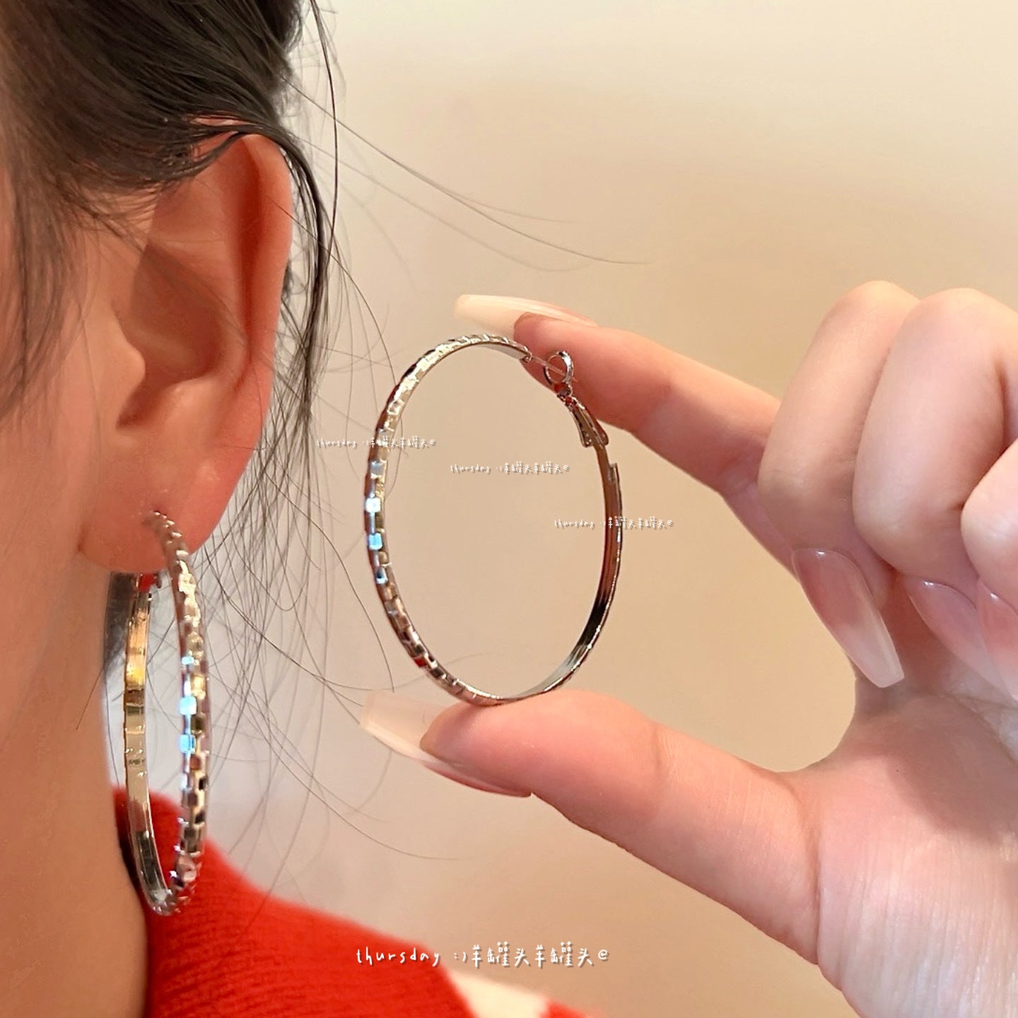 Wholesale Exaggerated glossy metal circle earrings