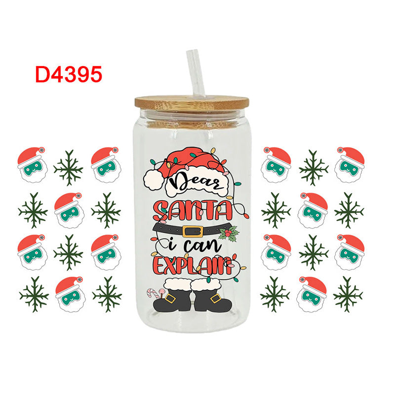 Wholesale Colorful Christmas Series  16oz Cup UV DTF Wraps