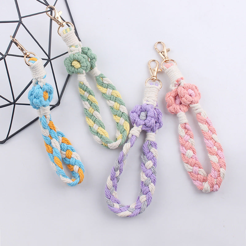 Wholesale Creative DIY Cotton Cotton Manual Weaving Flower Sneeper Keychain
