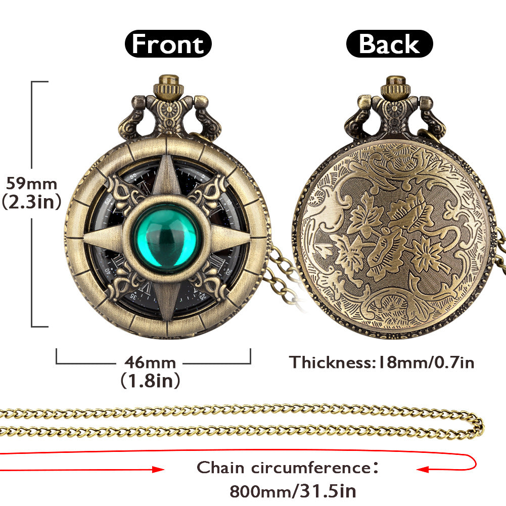 Wholesale Quartz Movement Bronze Hollow Inlaid Semicircular Haoshiqing Antique Pocket Watch