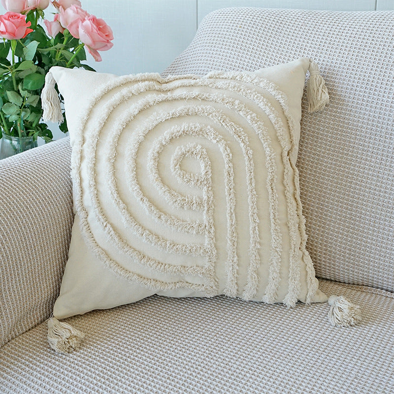 Wholesale Canvas Diamond Bohemian Tufted Fringed Throw Pillow Cover