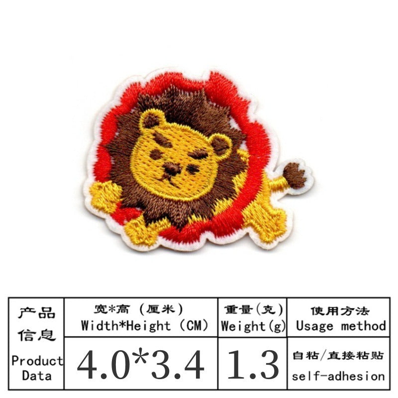 Wholesale 9 Pcs Embroidered Animal Patches Cartoon Lion Elephant Kids Clothing Towel Applique DIY Craft Gift
