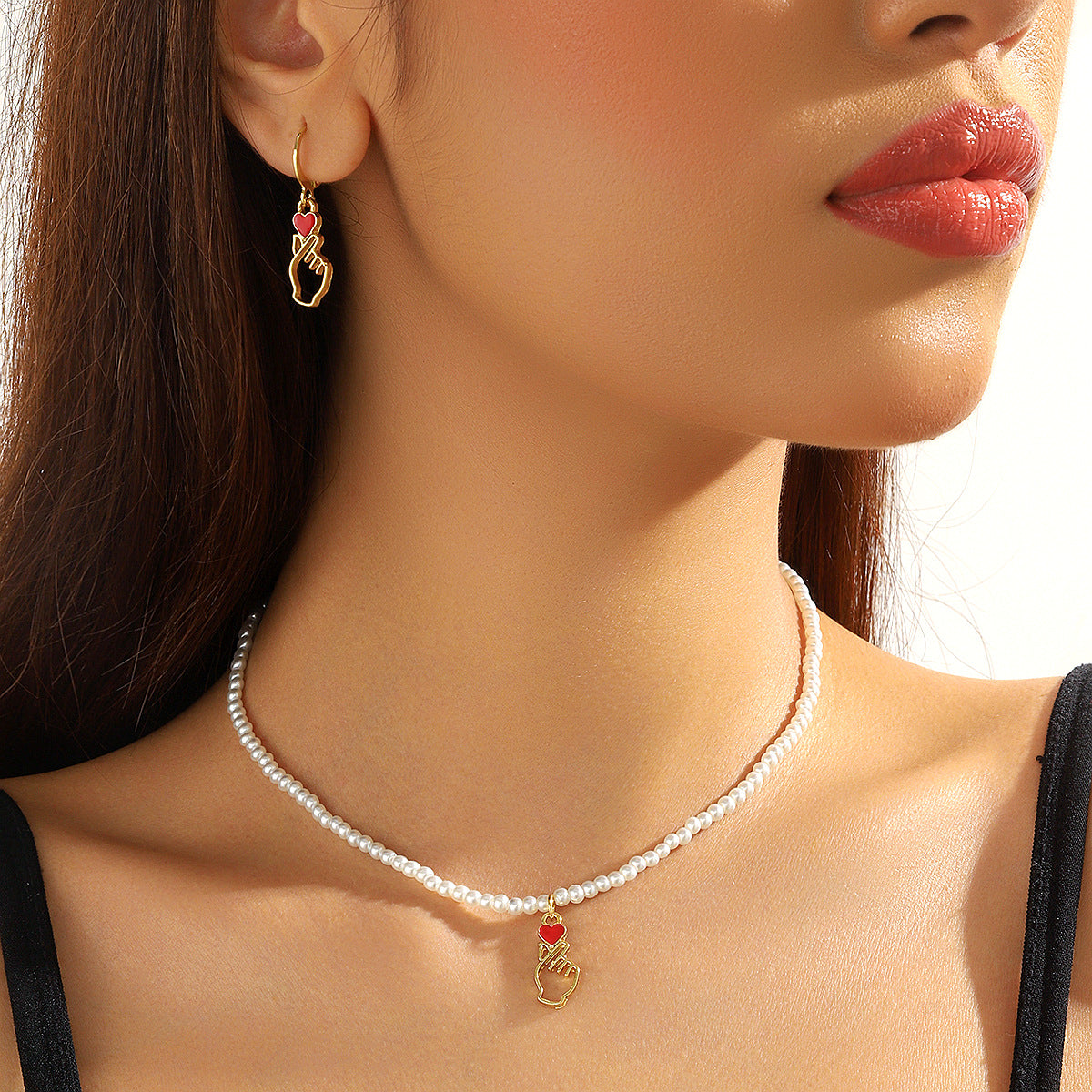 Wholesale Valentine' s Day  Bow Red Rose Love   Necklace