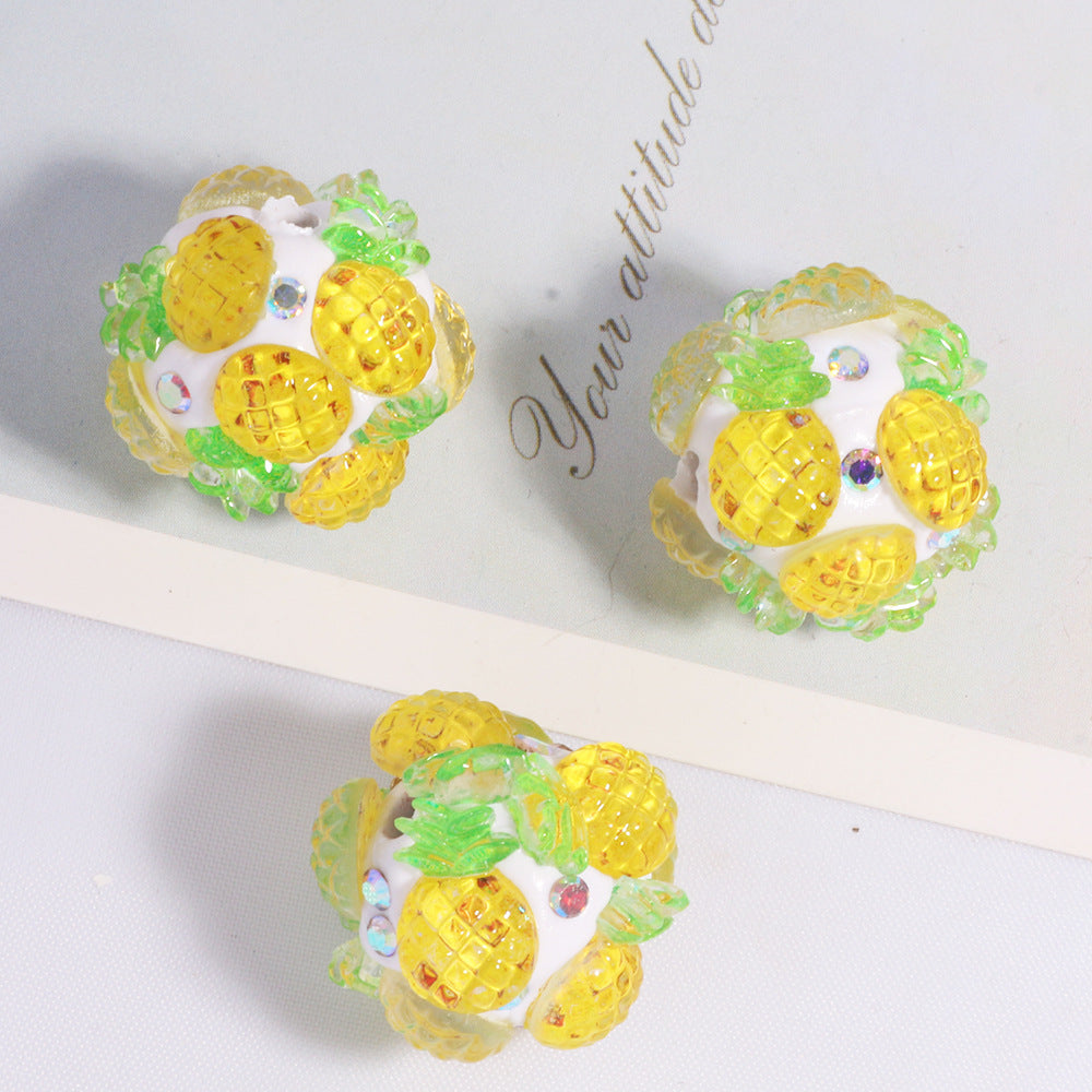 Wholesale 10pcs Polymer clay colored simulation fruit beads straight hole loose beads beaded DIY accessories