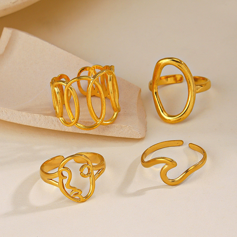 Wholesale Stainless Steel Geometric Oval Ring