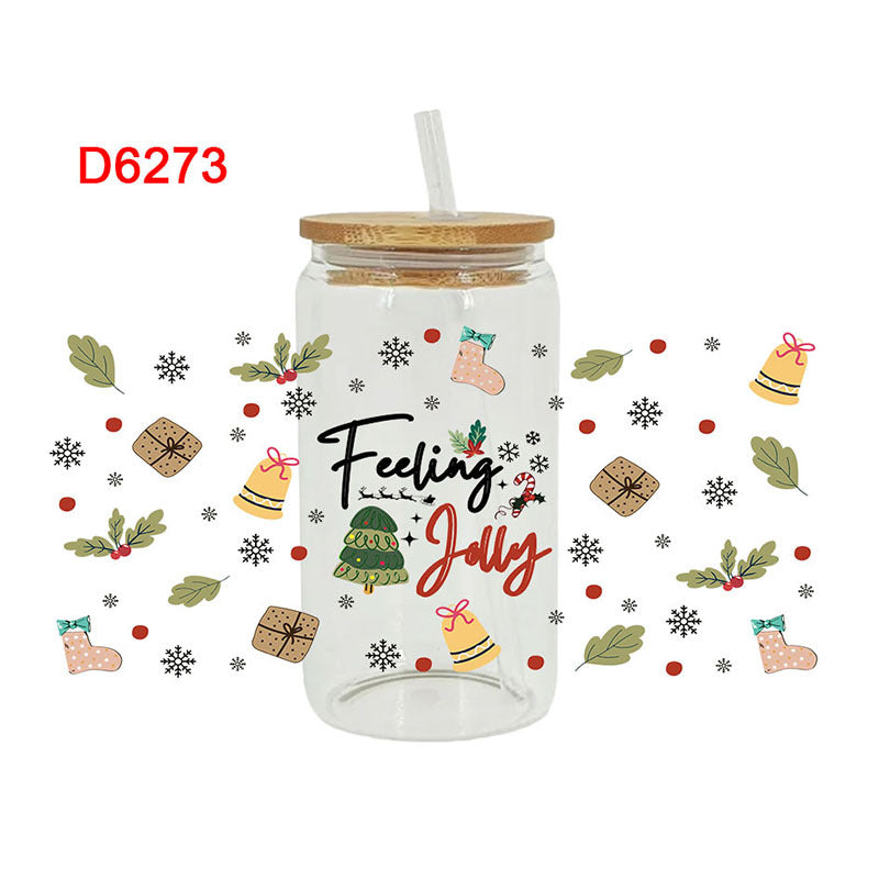 Wholesale  Cartoon Santa Claus 16oz Cup UV DTF Wraps