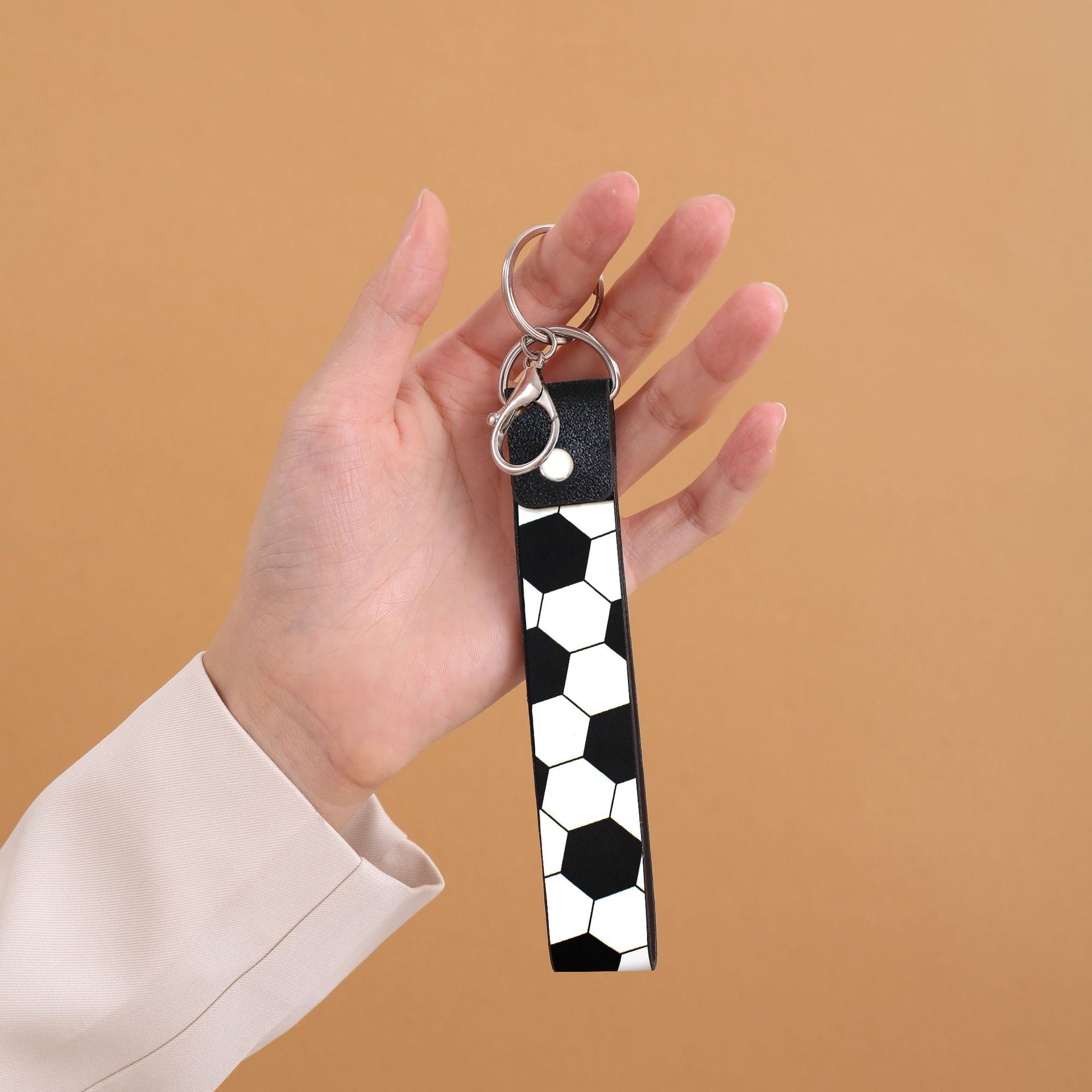 Wholesale Sports Style Rugby, Football, Basketball Pattern, Oil Edged Leather Keychain