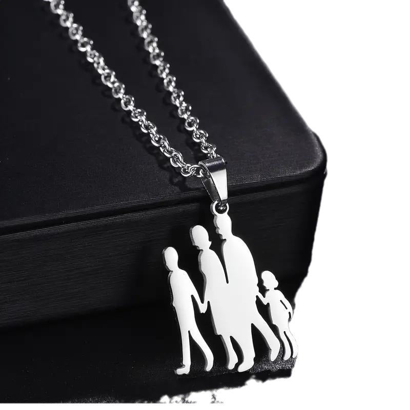 Wholesale Stainless steel mother and daughter son necklace