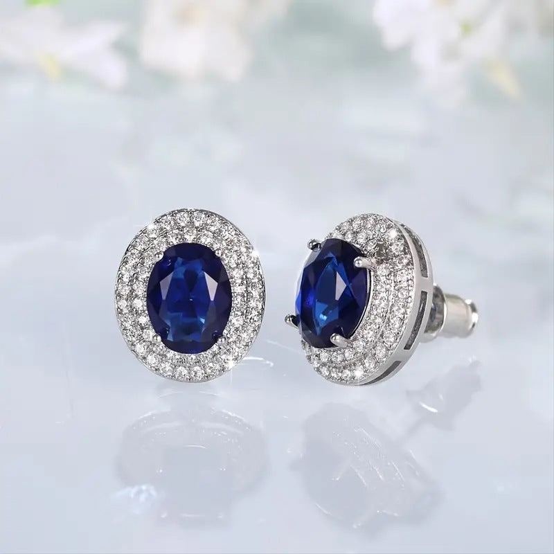 Wholesale Dazzling Diamond Peacock Sapphire Earrings