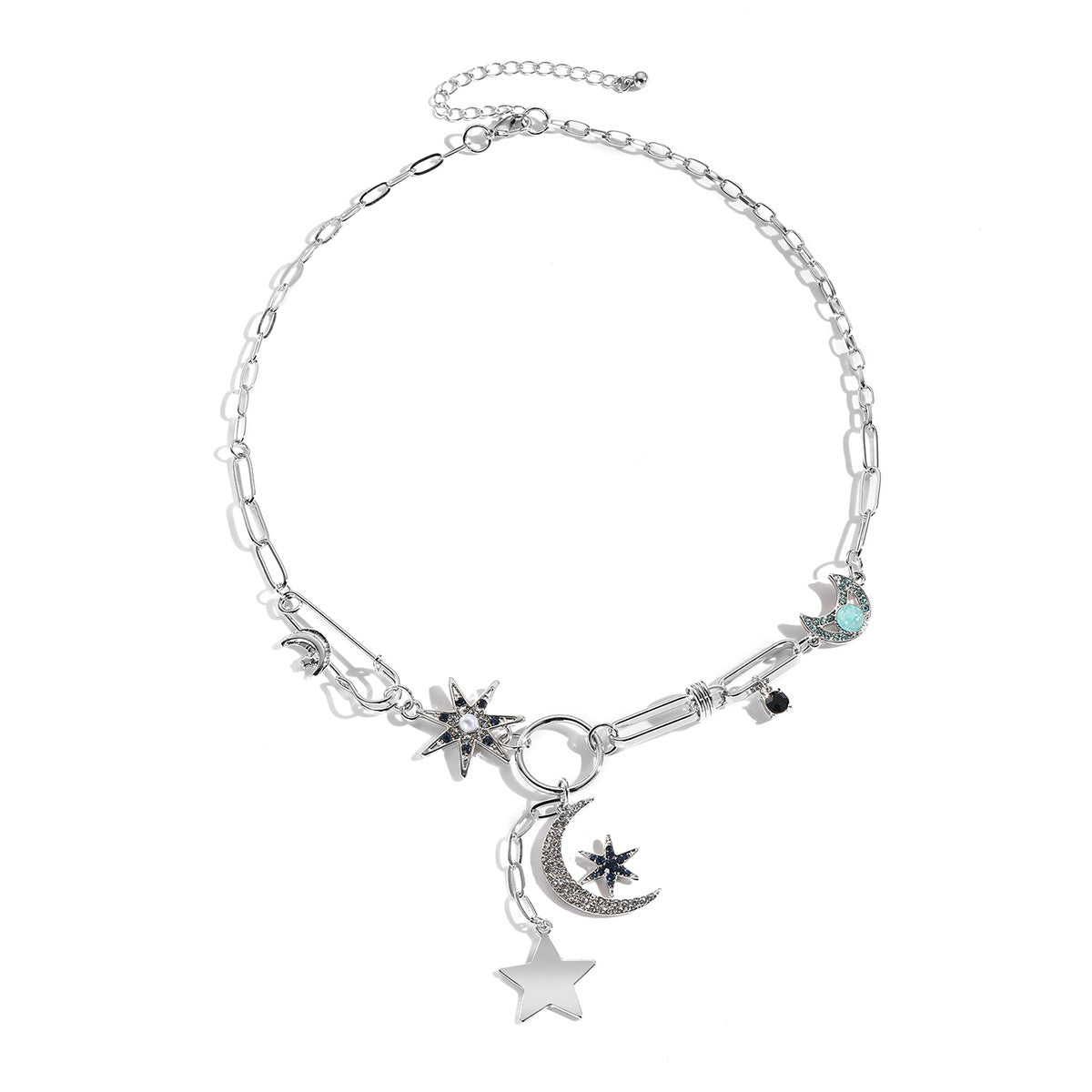 Wholesale Mysterious Coin Diamond Relief Small Pendant Bib Necklace