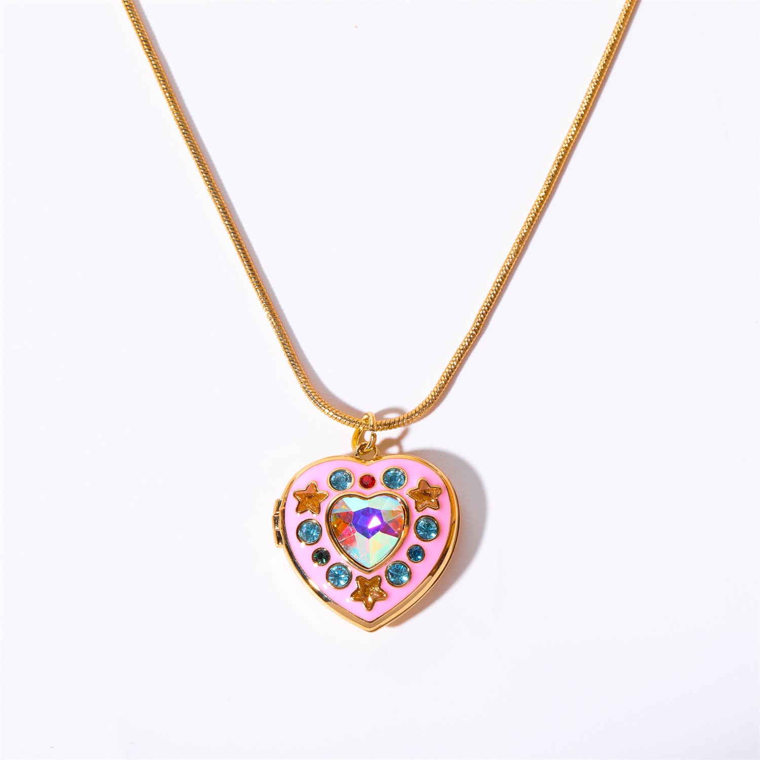 Wholesale Copper Love Full Diamond Open Close Album, Photo Frame Necklace
