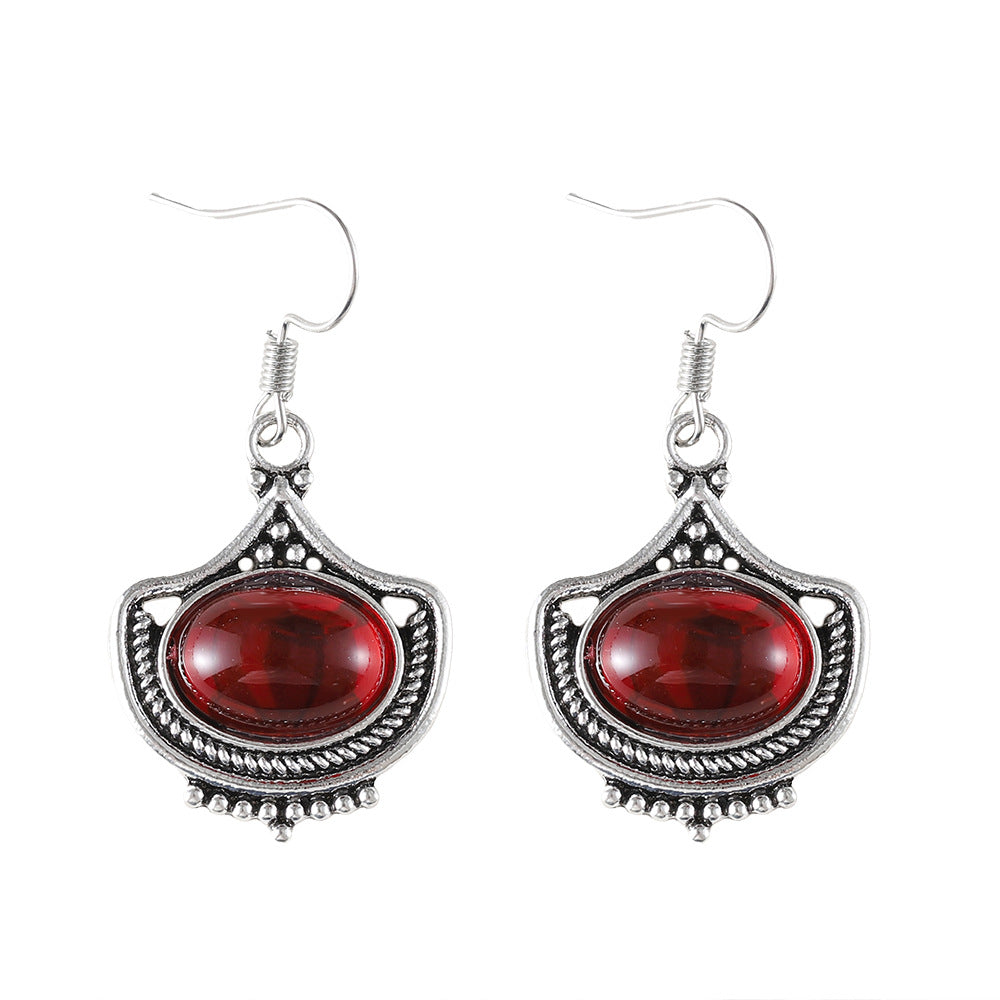 Wholesale Bohemian Retro Western Style Ruby Earrings