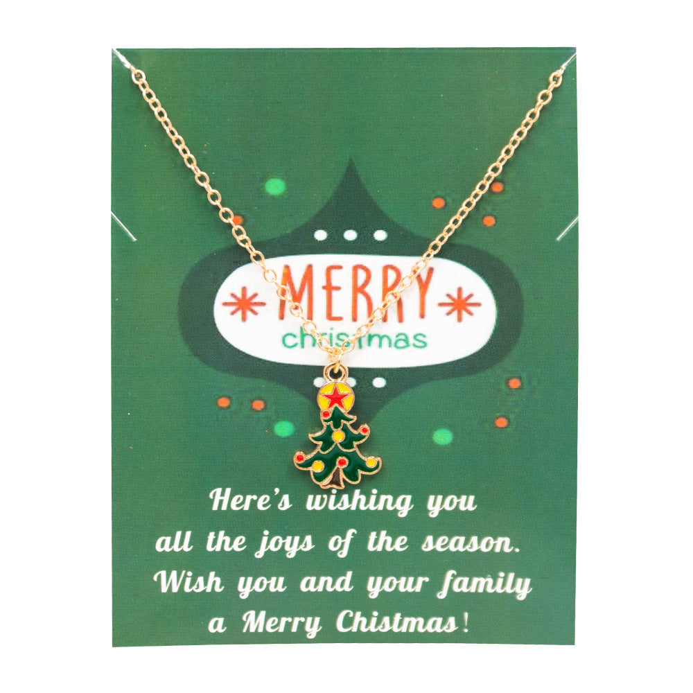 Wholesale Christmas Tree Pendant Card Necklace Clavicle Chain