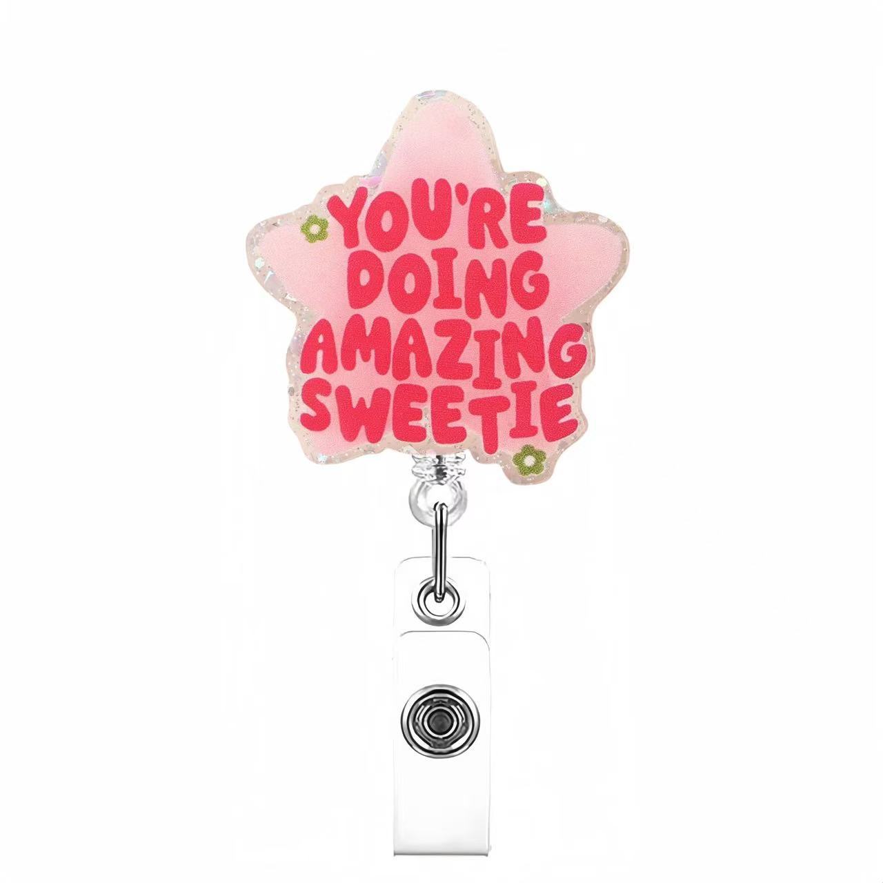 Wholesale Acrylic easy-open buckle medical name tag accessory retractable clip Badge Reels