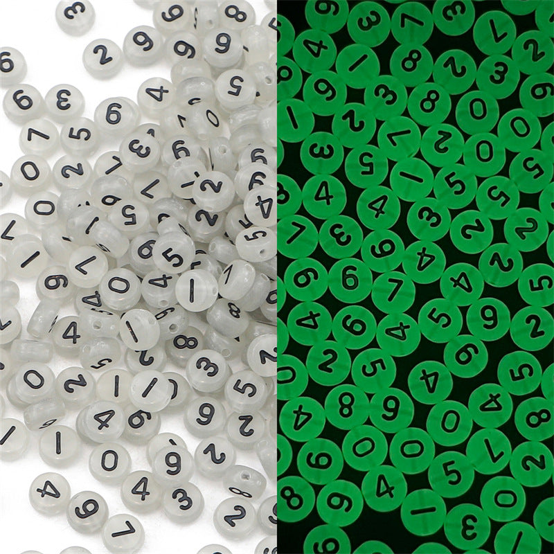 Wholesale Acrylic Luminous Heart English Letter Beads Number Beads