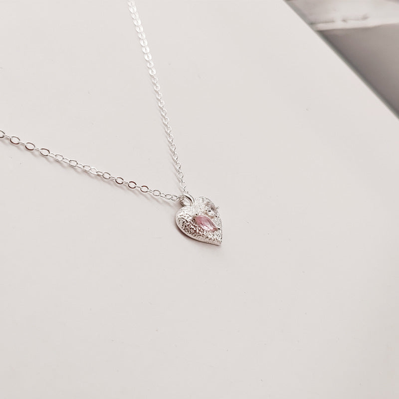 Wholesale Heart Pink Diamond Clavicle Copper Necklace