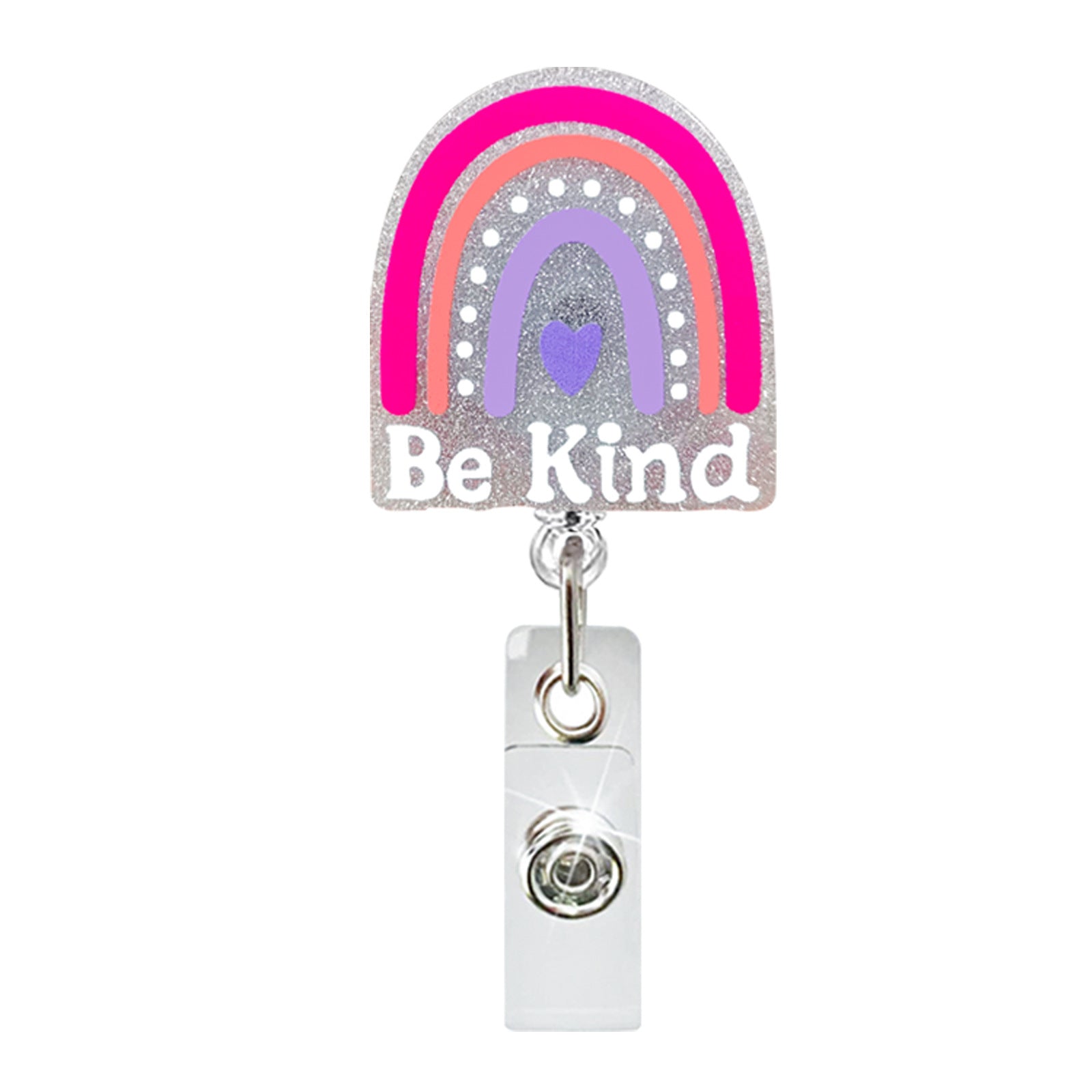 Wholesale Badge Reels Glitter Love Rainbow Medicine Bottle Badge Scroll ABS Retractable Keychain