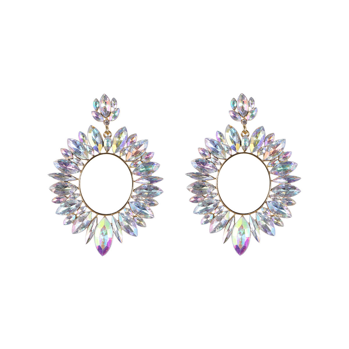 Wholesale Super Sparkling Round Banquet Alloy Diamond Earrings