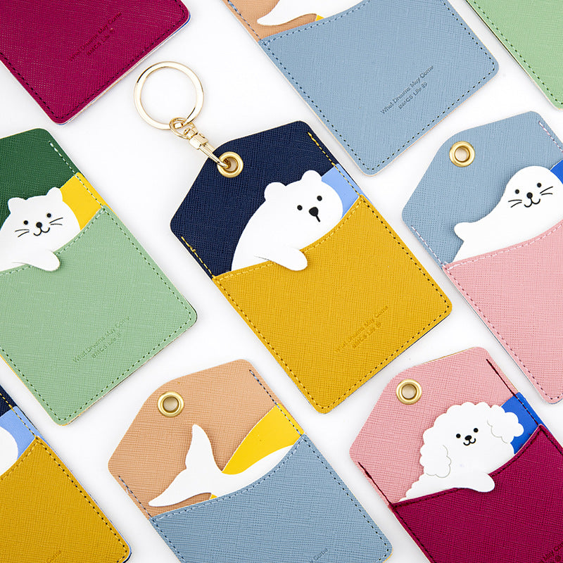 Wholesale PU Pendant ID Card Sets, Cartoon Animal Keychains