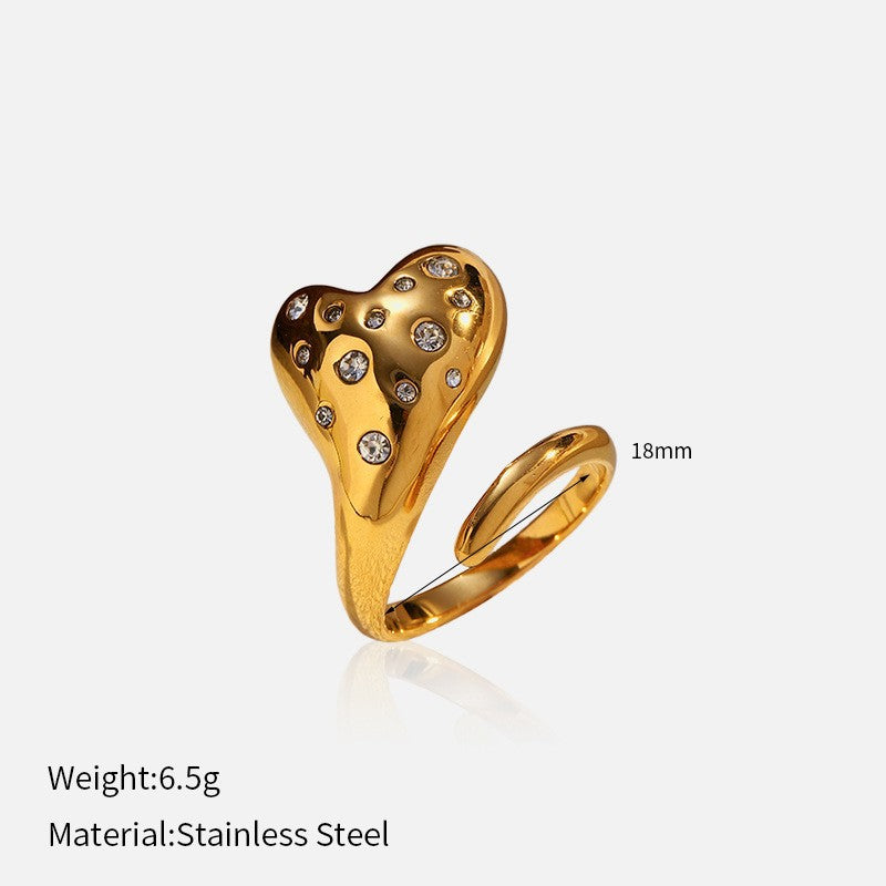 Wholesale Trendy Glossy Open Titanium Steel Ring Stainless Steel 18K Gold Plated Niche Ring