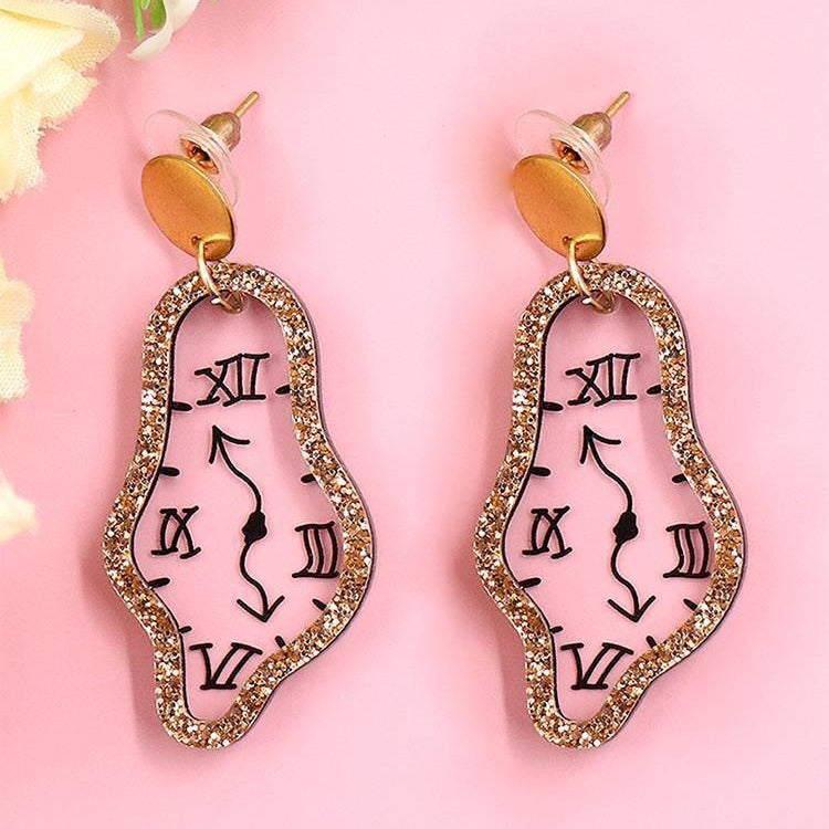 Wholesale Acrylic Clock Time Pendant Earrings