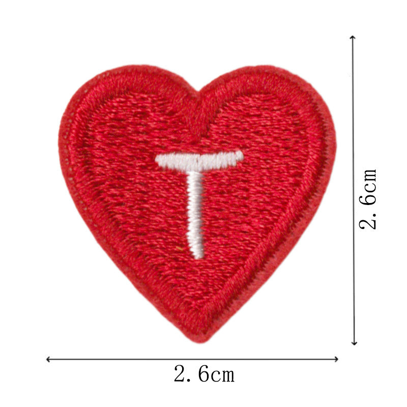 Wholesale 26 Piece Polyester Cotton Embroidered Letter And Heart Patches Colorful DIY Iron On Stickers For Clothing Bags Towels Craft Supply Gift