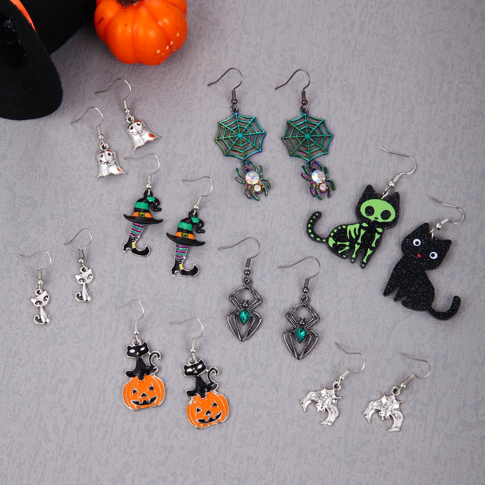 Wholesale  Skull Pumpkin Earrings Silver Tone Zinc Alloy Rhinestone Jewelry Party Wear For Women