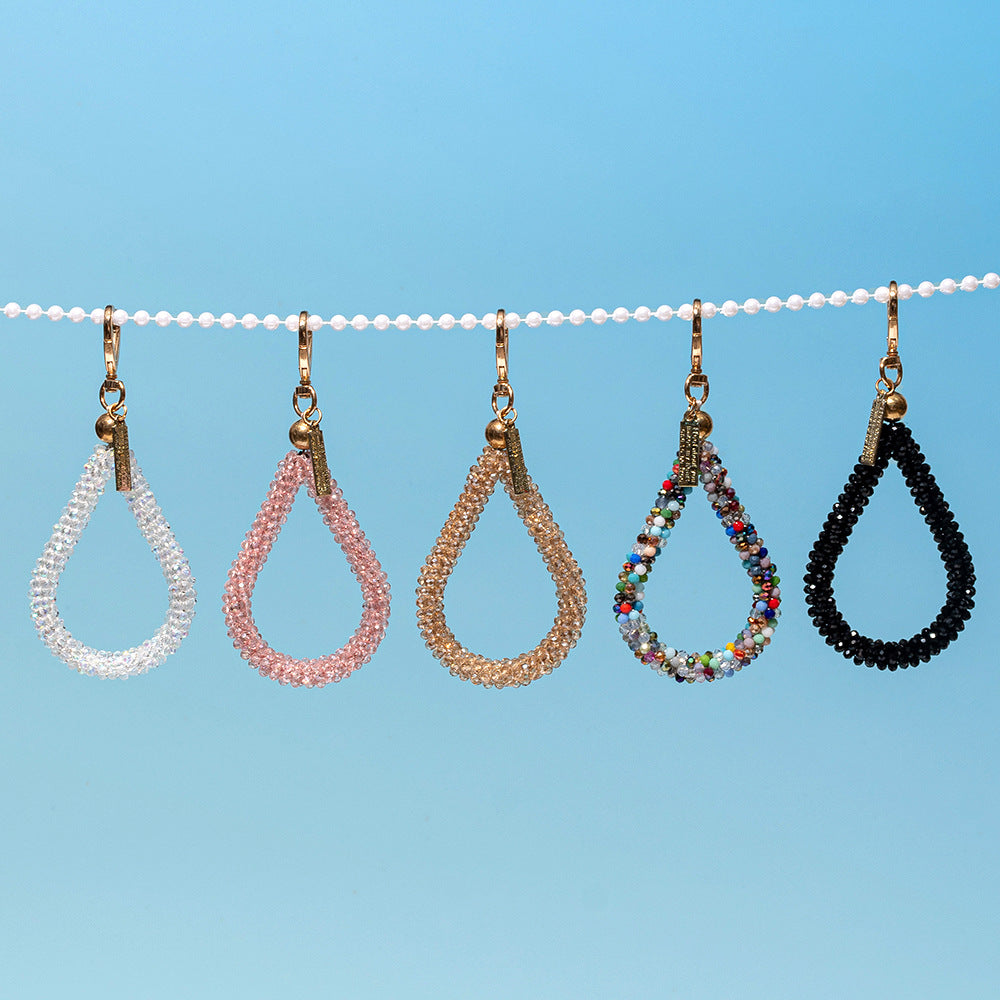 Wholesale Water drop keychain bag hand strap handmade beaded small pendant key charm