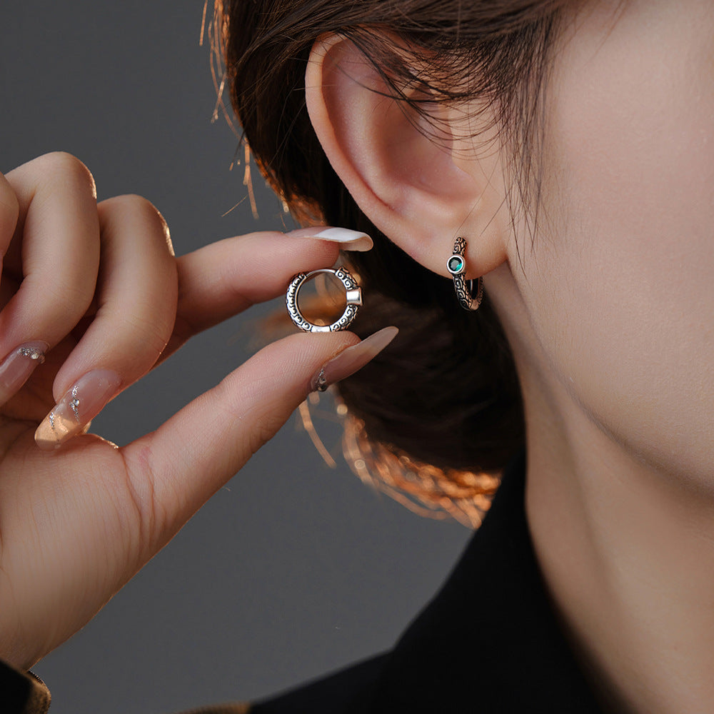 Wholesale Vintage Green Zirconia Copper Earrings