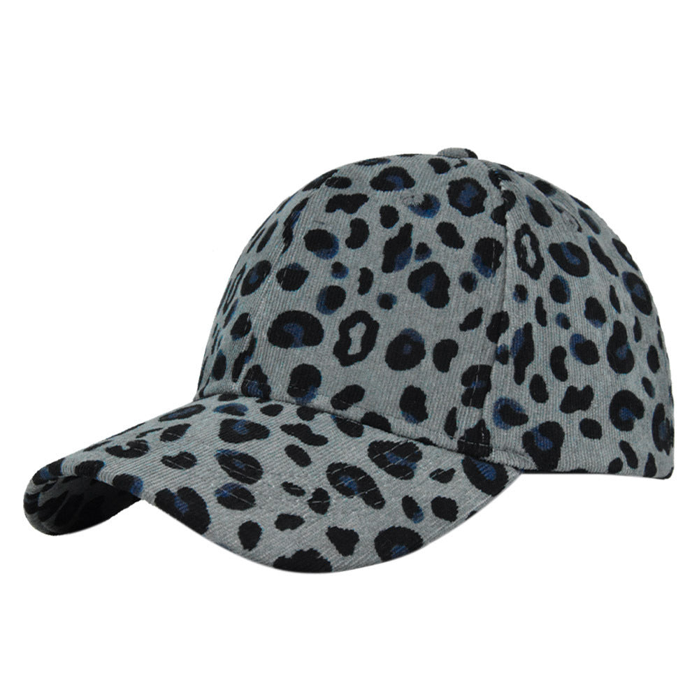 Wholesale Leopard Print Curved Brim Fashion Corduroy Spring and Autumn Warm Sunshade Youth Sports Hat