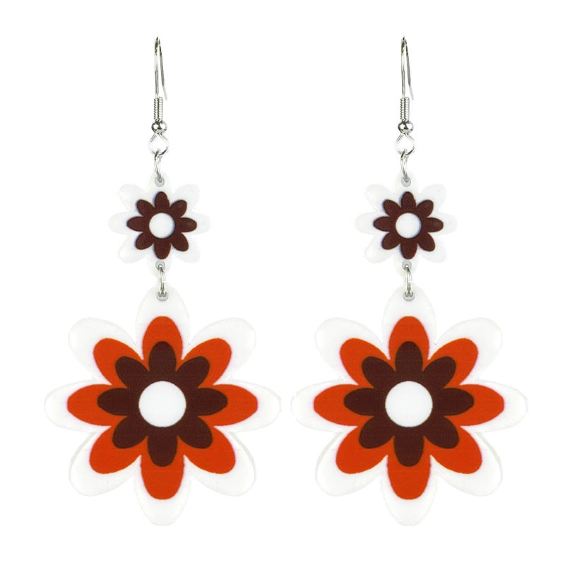 Wholesale Vintage Acrylic Oil-painted Floral Bohemian Earrings